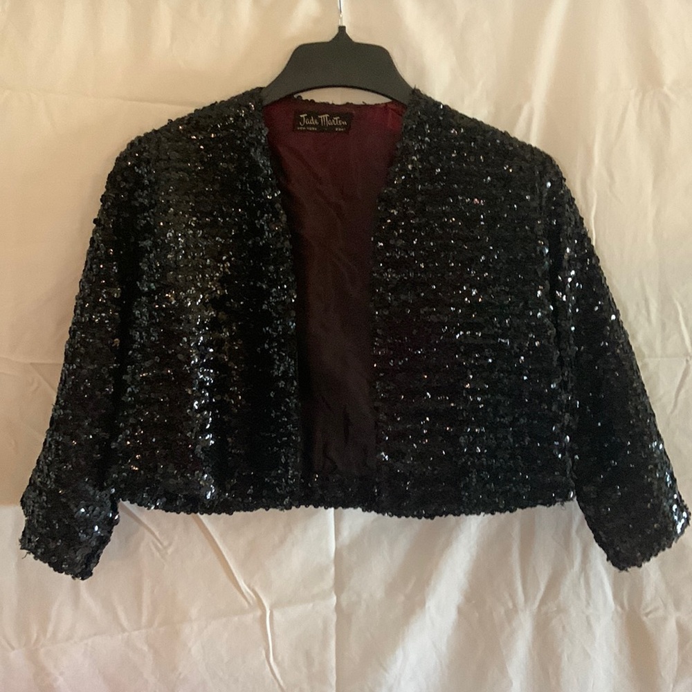 Black sequin crop jacket